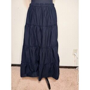 Sunday Best Women's Skirt Size Medium Black Tiered Maxi Black Boho Cottagecore